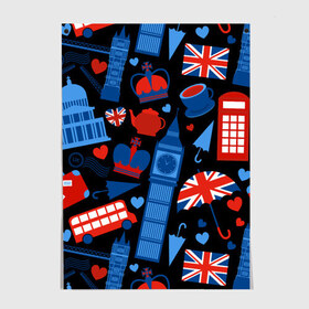 Постер с принтом Великобритания в городе Новоалтайск, 100% бумага
 | бумага, плотность 150 мг. Матовая, но за счет высокого коэффициента гладкости имеет небольшой блеск и дает на свету блики, но в отличии от глянцевой бумаги не покрыта лаком | красный | лондон | паттерн | черный