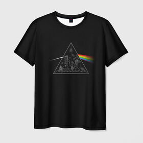 Мужская футболка 3D с принтом Pink Floyd Make Rainbow в городе Новоалтайск, 100% полиэфир | прямой крой, круглый вырез горловины, длина до линии бедер | англия | басы | британия | гитара | группа | логотип | музыка | песни | пинк флойд | призма | радуга | рок | свет