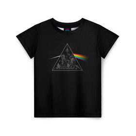Детская футболка 3D с принтом Pink Floyd Make Rainbow в городе Новоалтайск, 100% гипоаллергенный полиэфир | прямой крой, круглый вырез горловины, длина до линии бедер, чуть спущенное плечо, ткань немного тянется | англия | басы | британия | гитара | группа | логотип | музыка | песни | пинк флойд | призма | радуга | рок | свет