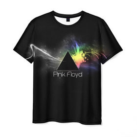 Мужская футболка 3D с принтом Pink Floyd Logo в городе Новоалтайск, 100% полиэфир | прямой крой, круглый вырез горловины, длина до линии бедер | англия | басы | британия | гитара | группа | дым | космос | логотип | музыка | песни | пинк флойд | призма | радуга | рок | свет