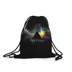Рюкзак-мешок 3D с принтом Pink Floyd Logo в городе Новоалтайск, 100% полиэстер | плотность ткани — 200 г/м2, размер — 35 х 45 см; лямки — толстые шнурки, застежка на шнуровке, без карманов и подкладки | англия | басы | британия | гитара | группа | дым | космос | логотип | музыка | песни | пинк флойд | призма | радуга | рок | свет