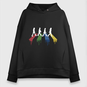 Женское худи Oversize хлопок с принтом Beatles Color в городе Новоалтайск, френч-терри — 70% хлопок, 30% полиэстер. Мягкий теплый начес внутри —100% хлопок | боковые карманы, эластичные манжеты и нижняя кромка, капюшон на магнитной кнопке | beatles | music | rock | битлз | краски | леннон | маккартни | музыка | переход | рок | старр | харрисон | цвет