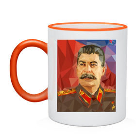 Кружка двухцветная с принтом Сталин в городе Новоалтайск, керамика | объем — 330 мл, диаметр — 80 мм. Цветная ручка и кайма сверху, в некоторых цветах — вся внутренняя часть | ссср | сталин