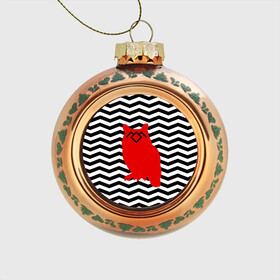 Стеклянный ёлочный шар с принтом TWIN PEAKS в городе Новоалтайск, Стекло | Диаметр: 80 мм | owl | арт | животные | полосы | птицы | сериал | сова | твин пикс | текстура | фильмы