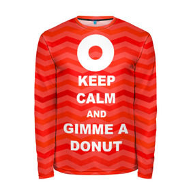 Мужской лонгслив 3D с принтом Gimme a donut в городе Новоалтайск, 100% полиэстер | длинные рукава, круглый вырез горловины, полуприлегающий силуэт | keep calm | полосы | сериал | твин пикс | текстура | фильмы