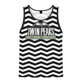 Мужская майка 3D с принтом TWIN PEAKS в городе Новоалтайск, 100% полиэстер | круглая горловина, приталенный силуэт, длина до линии бедра. Пройма и горловина окантованы тонкой бейкой | Тематика изображения на принте: полосы | сериал | твин пикс | текстура | фильмы
