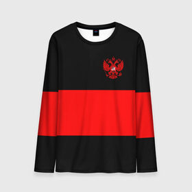Мужской лонгслив 3D с принтом Russia - Black collection в городе Новоалтайск, 100% полиэстер | длинные рукава, круглый вырез горловины, полуприлегающий силуэт | 0x000000123 | russia | герб | россия