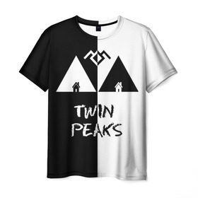 Мужская футболка 3D с принтом Twin Peaks в городе Новоалтайск, 100% полиэфир | прямой крой, круглый вырез горловины, длина до линии бедер | арт | сериал | твин пикс | фильмы | черно белые