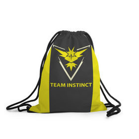 Рюкзак-мешок 3D с принтом Team instinct в городе Новоалтайск, 100% полиэстер | плотность ткани — 200 г/м2, размер — 35 х 45 см; лямки — толстые шнурки, застежка на шнуровке, без карманов и подкладки | Тематика изображения на принте: game | игра | игрок | инстинкт | пикачу | покемон