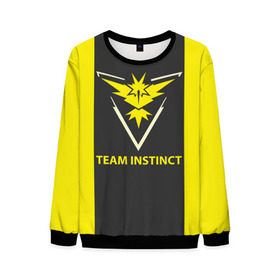 Мужской свитшот 3D с принтом Team instinct в городе Новоалтайск, 100% полиэстер с мягким внутренним слоем | круглый вырез горловины, мягкая резинка на манжетах и поясе, свободная посадка по фигуре | game | игра | игрок | инстинкт | пикачу | покемон