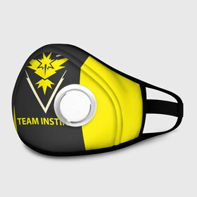 Маска из неопрена с принтом Team instinct в городе Новоалтайск, неопрен 100% | Форма огибающая нос. Резинки для ушей с дополнительной резинкой на затылке. Клапан для выдоха для активного дыхания при занятиях спортом. Эластичный материал маски и окантовки для лучшего растяжения и прилегания маски.  | game | игра | игрок | инстинкт | пикачу | покемон
