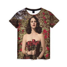 Женская футболка 3D с принтом Lana Del Rey в городе Новоалтайск, 100% полиэфир ( синтетическое хлопкоподобное полотно) | прямой крой, круглый вырез горловины, длина до линии бедер | lana del rey | лана дель рей