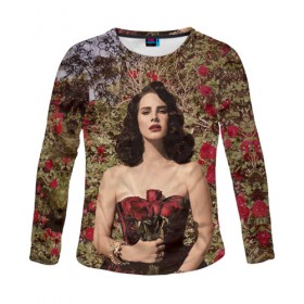 Женский лонгслив 3D с принтом Lana Del Rey в городе Новоалтайск, 100% полиэстер | длинные рукава, круглый вырез горловины, полуприлегающий силуэт | lana del rey | лана дель рей