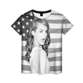 Женская футболка 3D с принтом Lana Del Rey в городе Новоалтайск, 100% полиэфир ( синтетическое хлопкоподобное полотно) | прямой крой, круглый вырез горловины, длина до линии бедер | lana del rey | лана дель рей