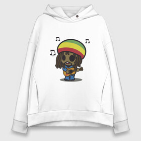 Женское худи Oversize хлопок с принтом Reggae в городе Новоалтайск, френч-терри — 70% хлопок, 30% полиэстер. Мягкий теплый начес внутри —100% хлопок | боковые карманы, эластичные манжеты и нижняя кромка, капюшон на магнитной кнопке | bob marley | боб марли