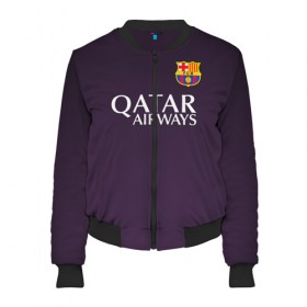 Женский бомбер 3D с принтом Barcelona в городе Новоалтайск, 100% полиэстер | застегивается на молнию, по бокам два кармана без застежек, мягкие манжеты, по низу бомбера и на воротнике — эластичная резинка | barca | barcelona | барса | барселона | футбол | футбольная форма