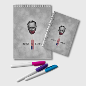 Блокнот с принтом House of Cards в городе Новоалтайск, 100% бумага | 48 листов, плотность листов — 60 г/м2, плотность картонной обложки — 250 г/м2. Листы скреплены удобной пружинной спиралью. Цвет линий — светло-серый
 | house of cards | карточный домик | кевин спейси | сериалы