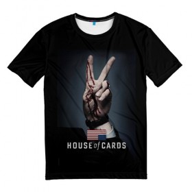 Мужская футболка 3D с принтом House of Cards в городе Новоалтайск, 100% полиэфир | прямой крой, круглый вырез горловины, длина до линии бедер | house of cards | карточный домик | кевин спейси | сериалы
