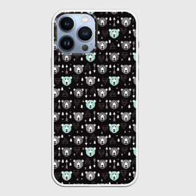 Чехол для iPhone 13 Pro Max с принтом Медведи и геометрия в городе Новоалтайск,  |  | Тематика изображения на принте: bear | forest | night | teddy | абстракция | геометрия | голова животного | для мужчин | лес | медведи | медведь | мишки | ночь | охота | стрелы | треугольник | хищник