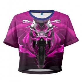 Женская футболка 3D укороченная с принтом Байк Хонда в городе Новоалтайск, 100% полиэстер | круглая горловина, длина футболки до линии талии, рукава с отворотами | honda | хонда