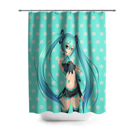 Штора 3D для ванной с принтом Hatsune Miku в городе Новоалтайск, 100% полиэстер | плотность материала — 100 г/м2. Стандартный размер — 146 см х 180 см. По верхнему краю — пластиковые люверсы для креплений. В комплекте 10 пластиковых колец | Тематика изображения на принте: anime | hatsune miku | vokaloid | аниме | арт | вокалоид | девyшка | хатсуне мику