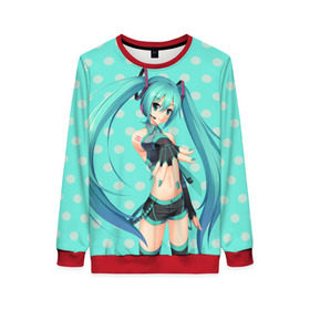 Женский свитшот 3D с принтом Hatsune Miku в городе Новоалтайск, 100% полиэстер с мягким внутренним слоем | круглый вырез горловины, мягкая резинка на манжетах и поясе, свободная посадка по фигуре | anime | hatsune miku | vokaloid | аниме | арт | вокалоид | девyшка | хатсуне мику