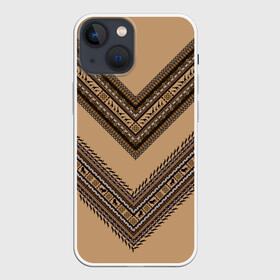 Чехол для iPhone 13 mini с принтом Tribal V shape в городе Новоалтайск,  |  | Тематика изображения на принте: african | ethnic | tribal | африка | африканский | бежевый | трайбал | узор | черный | этно