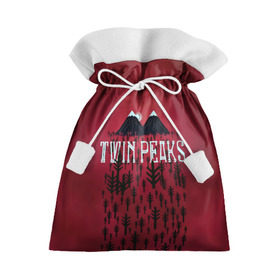 Подарочный 3D мешок с принтом Лес Twin Peaks в городе Новоалтайск, 100% полиэстер | Размер: 29*39 см | Тематика изображения на принте: горы | надпись | ретро | твин пикс