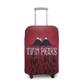 Чехол для чемодана 3D с принтом Лес Twin Peaks в городе Новоалтайск, 86% полиэфир, 14% спандекс | двустороннее нанесение принта, прорези для ручек и колес | горы | надпись | ретро | твин пикс