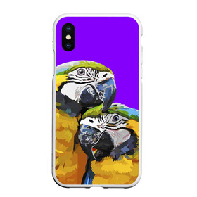 Чехол для iPhone XS Max матовый с принтом Попугайчики в городе Новоалтайск, Силикон | Область печати: задняя сторона чехла, без боковых панелей | Тематика изображения на принте: bird | животные | попугайчики | птицы | текстуры