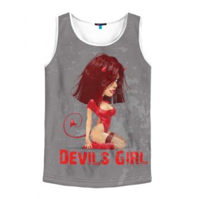 Мужская майка 3D с принтом Devils Girl в городе Новоалтайск, 100% полиэстер | круглая горловина, приталенный силуэт, длина до линии бедра. Пройма и горловина окантованы тонкой бейкой | devils girl |   дьявол | грешница | люцифер | сатана