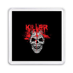 Магнит 55*55 с принтом Killer в городе Новоалтайск, Пластик | Размер: 65*65 мм; Размер печати: 55*55 мм | blood | dead | death | drops | fear | halloween | happy | holiday | killer | red | skull | splashes | брызги | капли | красный | кровь | мертвый | праздник | счастливый | хэллоуин | череп