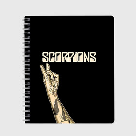 Тетрадь с принтом Scorpions в городе Новоалтайск, 100% бумага | 48 листов, плотность листов — 60 г/м2, плотность картонной обложки — 250 г/м2. Листы скреплены сбоку удобной пружинной спиралью. Уголки страниц и обложки скругленные. Цвет линий — светло-серый
 | scorpions | клаус майне
рудольф шенкер | маттиас ябс | микки ди | павел мончивода | скорпионы