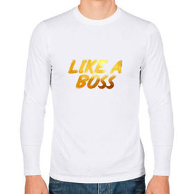 Мужской лонгслив хлопок с принтом Like a Boss в городе Новоалтайск, 100% хлопок |  | boss | gold | like | босс | золото | надпись | пафос | понты
