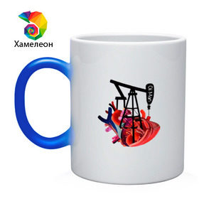 Кружка хамелеон с принтом Сердце нефтяника в городе Новоалтайск, керамика | меняет цвет при нагревании, емкость 330 мл | газ | нефть
