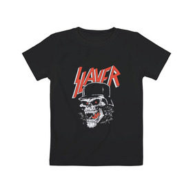 Детская футболка хлопок с принтом Slayer череп в городе Новоалтайск, 100% хлопок | круглый вырез горловины, полуприлегающий силуэт, длина до линии бедер | slayer | группа | гэри холт | злость | зубы | каска | керри кинг | кости | метал | музыка | песни | пол бостаф | рок | слеар | слеер | слеяр | том арайа | трэш метал | тяжелый рок | хеви метал | язык