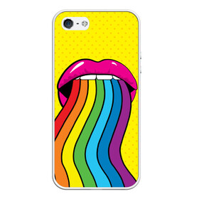 Чехол для iPhone 5/5S матовый с принтом Pop art в городе Новоалтайск, Силикон | Область печати: задняя сторона чехла, без боковых панелей | fun | lip color | mouth | pop art | rainbow | reggae | spectrum | style | summer | teeth | yellow | веселье | губы | желтый | зубы | лето | поп арт | радуга | рот | спектр | стиль | цвет