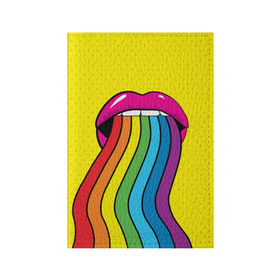 Обложка для паспорта матовая кожа с принтом Pop art в городе Новоалтайск, натуральная матовая кожа | размер 19,3 х 13,7 см; прозрачные пластиковые крепления | fun | lip color | mouth | pop art | rainbow | reggae | spectrum | style | summer | teeth | yellow | веселье | губы | желтый | зубы | лето | поп арт | радуга | рот | спектр | стиль | цвет