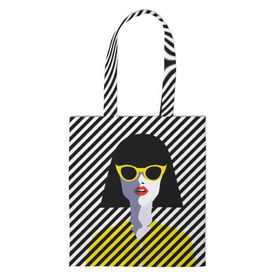 Сумка 3D повседневная с принтом Pop art girl в городе Новоалтайск, 100% полиэстер | Плотность: 200 г/м2; Размер: 34×35 см; Высота лямок: 30 см | abstraction | bright | color | fashion | hair | lines | lips | pop art | rack | red | style | yellow | абстракция | губы | желтый | каре | красный | линии | мода | очки | поп арт | прическа | стиль | цвет | яркий