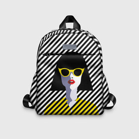Детский рюкзак 3D с принтом Pop art girl в городе Новоалтайск, 100% полиэстер | лямки с регулируемой длиной, сверху петелька, чтобы рюкзак можно было повесить на вешалку. Основное отделение закрывается на молнию, как и внешний карман. Внутри дополнительный карман. По бокам два дополнительных кармашка | abstraction | bright | color | fashion | hair | lines | lips | pop art | rack | red | style | yellow | абстракция | губы | желтый | каре | красный | линии | мода | очки | поп арт | прическа | стиль | цвет | яркий