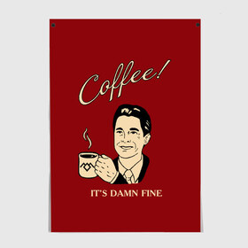 Постер с принтом Coffee в городе Новоалтайск, 100% бумага
 | бумага, плотность 150 мг. Матовая, но за счет высокого коэффициента гладкости имеет небольшой блеск и дает на свету блики, но в отличии от глянцевой бумаги не покрыта лаком | twin peaks | арт | купер | сериал | твин пикс | фильмы