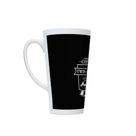 Кружка Латте с принтом Twin Peaks Coffee в городе Новоалтайск, Белая керамика | Объем 480 мл; Высота 150 мм; Диаметр 90 мм | twin peaks | арт | купер | сериал | твин пикс | фильмы | черно белые