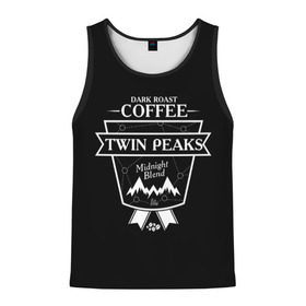 Мужская майка 3D с принтом Twin Peaks Coffee в городе Новоалтайск, 100% полиэстер | круглая горловина, приталенный силуэт, длина до линии бедра. Пройма и горловина окантованы тонкой бейкой | twin peaks | арт | купер | сериал | твин пикс | фильмы | черно белые