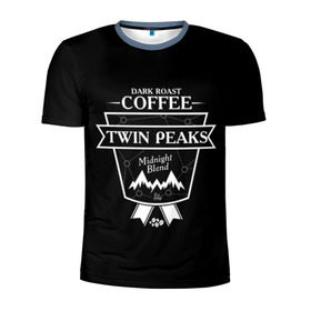 Мужская футболка 3D спортивная с принтом Twin Peaks Coffee в городе Новоалтайск, 100% полиэстер с улучшенными характеристиками | приталенный силуэт, круглая горловина, широкие плечи, сужается к линии бедра | twin peaks | арт | купер | сериал | твин пикс | фильмы | черно белые