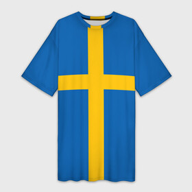 Платье-футболка 3D с принтом Флаг Швеции в городе Новоалтайск,  |  | flag | sverige | sweden | флаг | швеция