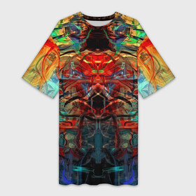 Платье-футболка 3D с принтом psychedelic в городе Новоалтайск,  |  | abstraction | color | spray | абстракция | волны | краска | краски | линии | оптические | полосы | разводы | узоры | фрактал | цветные
