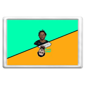 Магнит 45*70 с принтом Kendrick Lamar в городе Новоалтайск, Пластик | Размер: 78*52 мм; Размер печати: 70*45 | k dot | kendrick lamar | дакворт | двуликий | карта | картинка | кендрик | король | король хип хопа | ламар | лицо | музыкант | певец | репер | рисунок | хип хоп