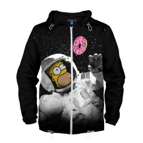 Мужская ветровка 3D с принтом Space Homer в городе Новоалтайск, 100% полиэстер | подол и капюшон оформлены резинкой с фиксаторами, два кармана без застежек по бокам, один потайной карман на груди | homer | simpsons | гомер | симпсон | симпсоны