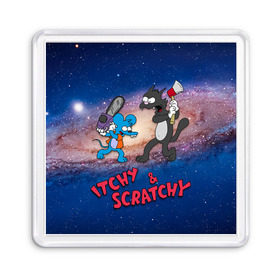 Магнит 55*55 с принтом Itchy & Scratchy space в городе Новоалтайск, Пластик | Размер: 65*65 мм; Размер печати: 55*55 мм | simpsons | the itchy  scratchy | симпсоны | щекотка и царапка