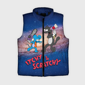 Женский жилет утепленный 3D с принтом Itchy  Scratchy space в городе Новоалтайск,  |  | simpsons | the itchy  scratchy | симпсоны | щекотка и царапка